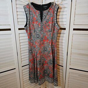 Liz Claiborne Size 14 Red-multi colored Sleeveless midi Dress